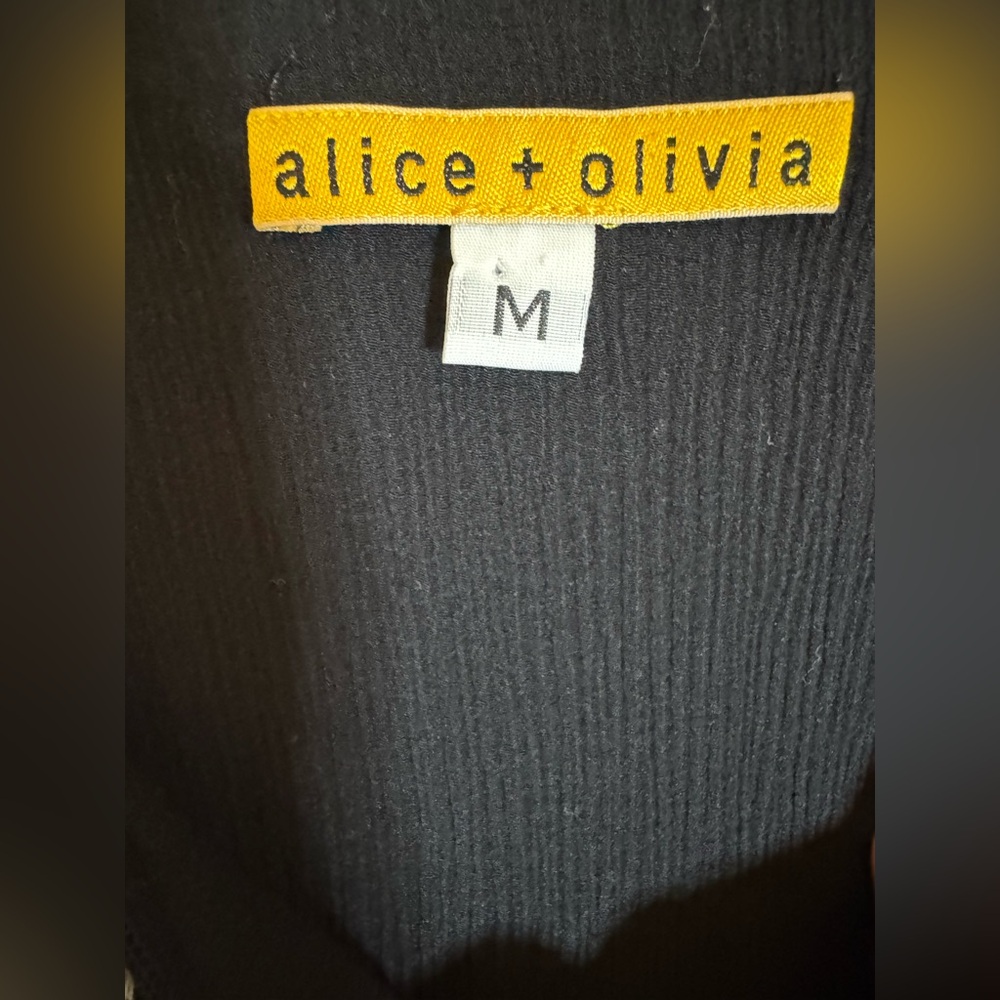 Alice + Olivia Black Dress with White Floral Trim - Picture 6 of 8